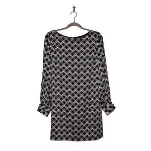BANANA REPUBLIC NEW $138 Long Sleeve Shift Dress Navy/White‎ Geometric Size 6